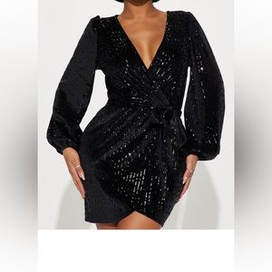 Black velvet sequin dress